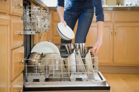Loading a dishwasher